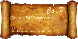 Csehi Pázmán névjegykártya